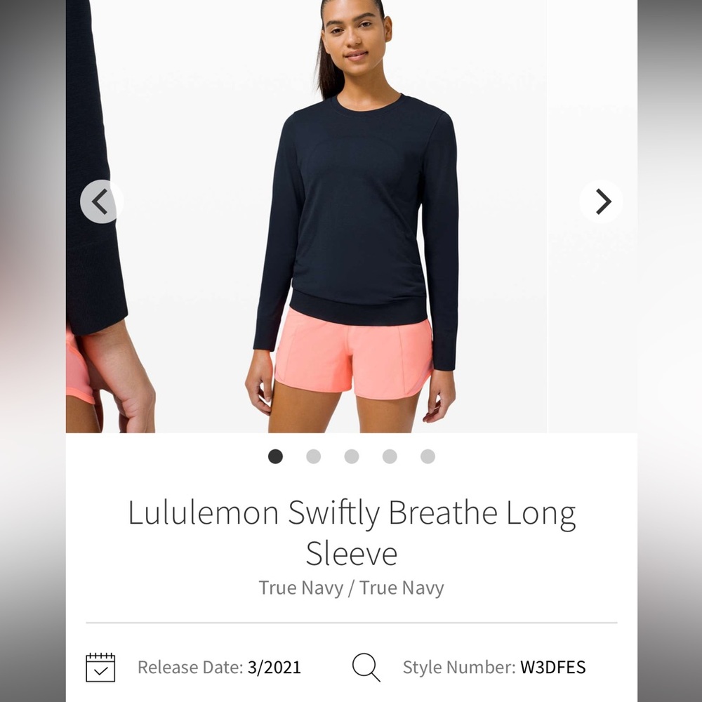 Lululemon Swiftly Breathe LS True Navy size 2